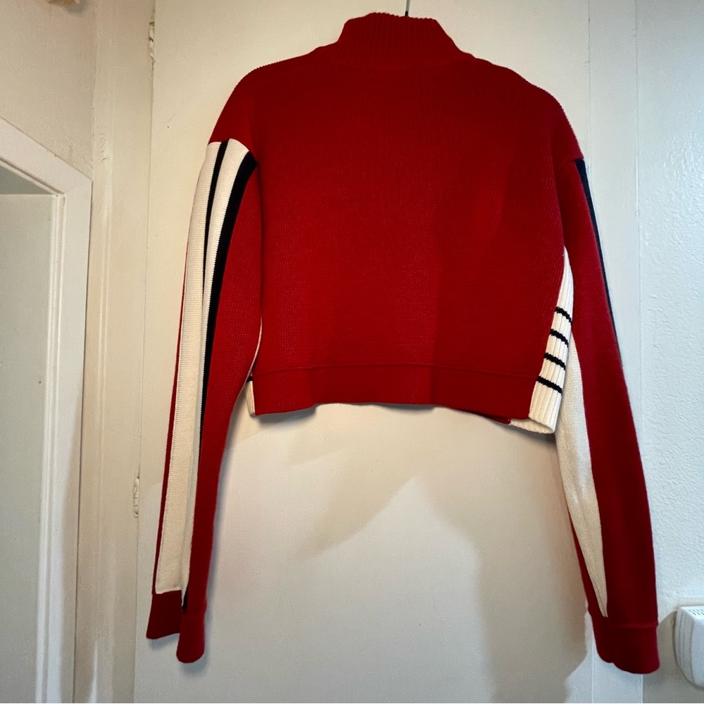 Rare Brandy Melville Red Cropped Quarter-zip Sweater Size L - Picture 5 of 14